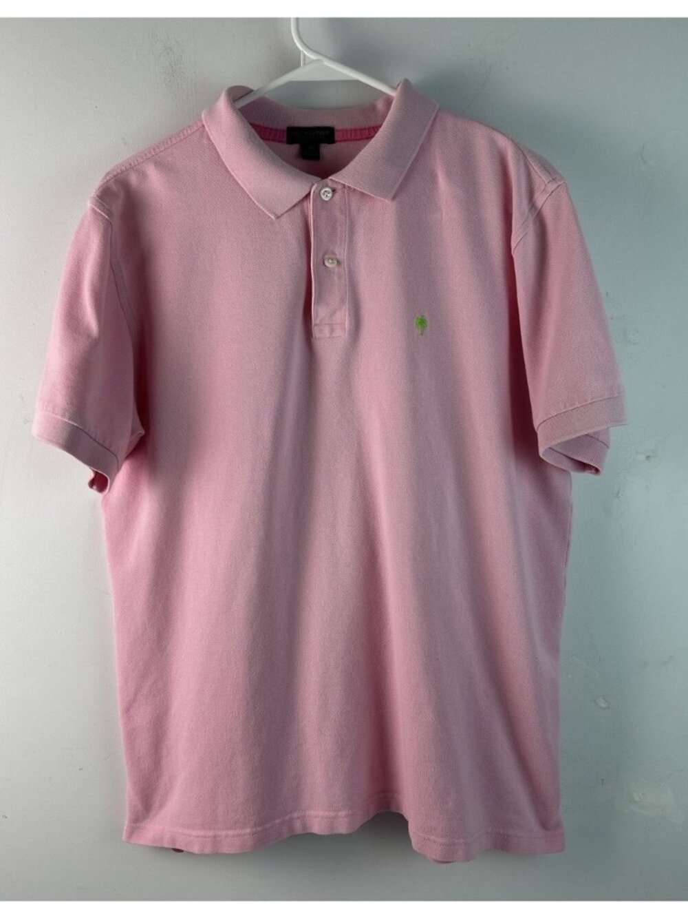Lilly Pulitzer POLO SHIRT MENS M Pink/Green Trim (Pima Cotton) West Palm Beach